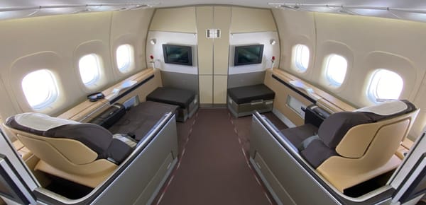 LH First Class Cabin on board 747-800 plane